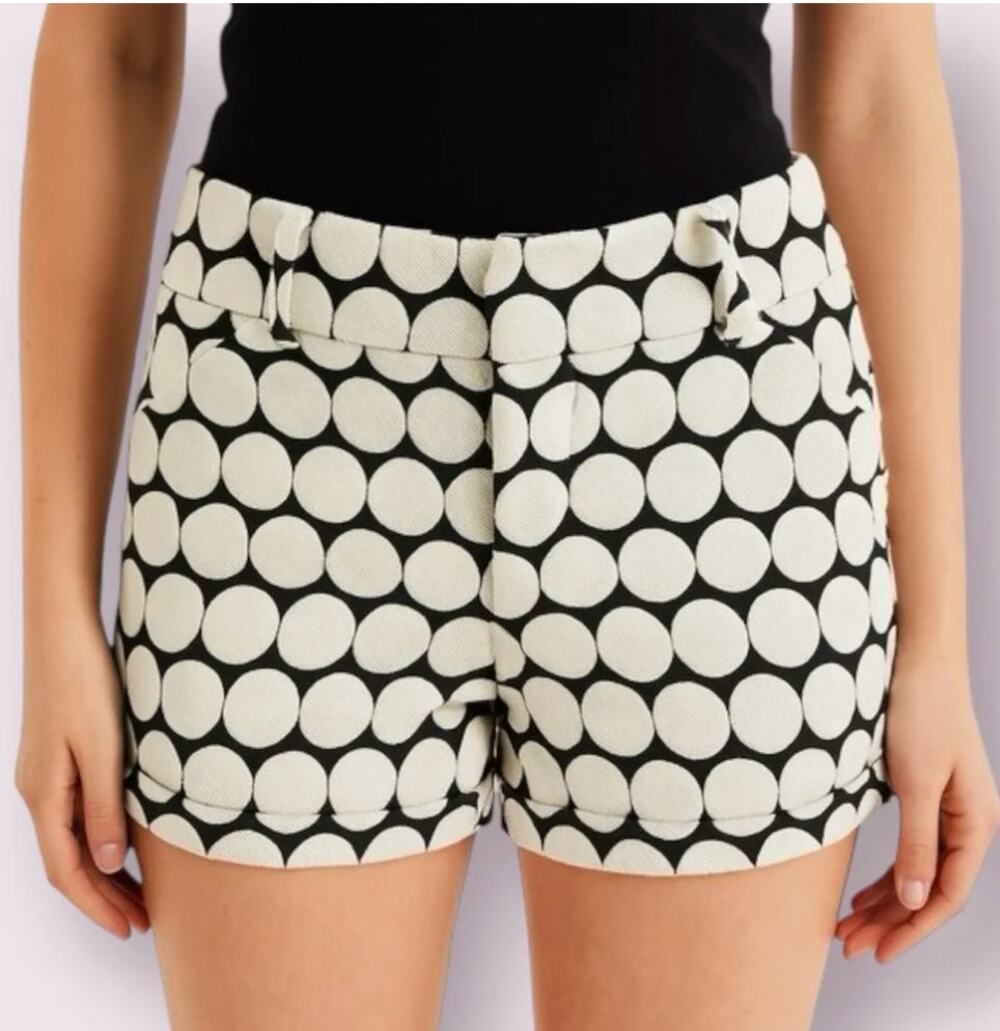 Alice + Olivia polka dot white black shorts - see description about size